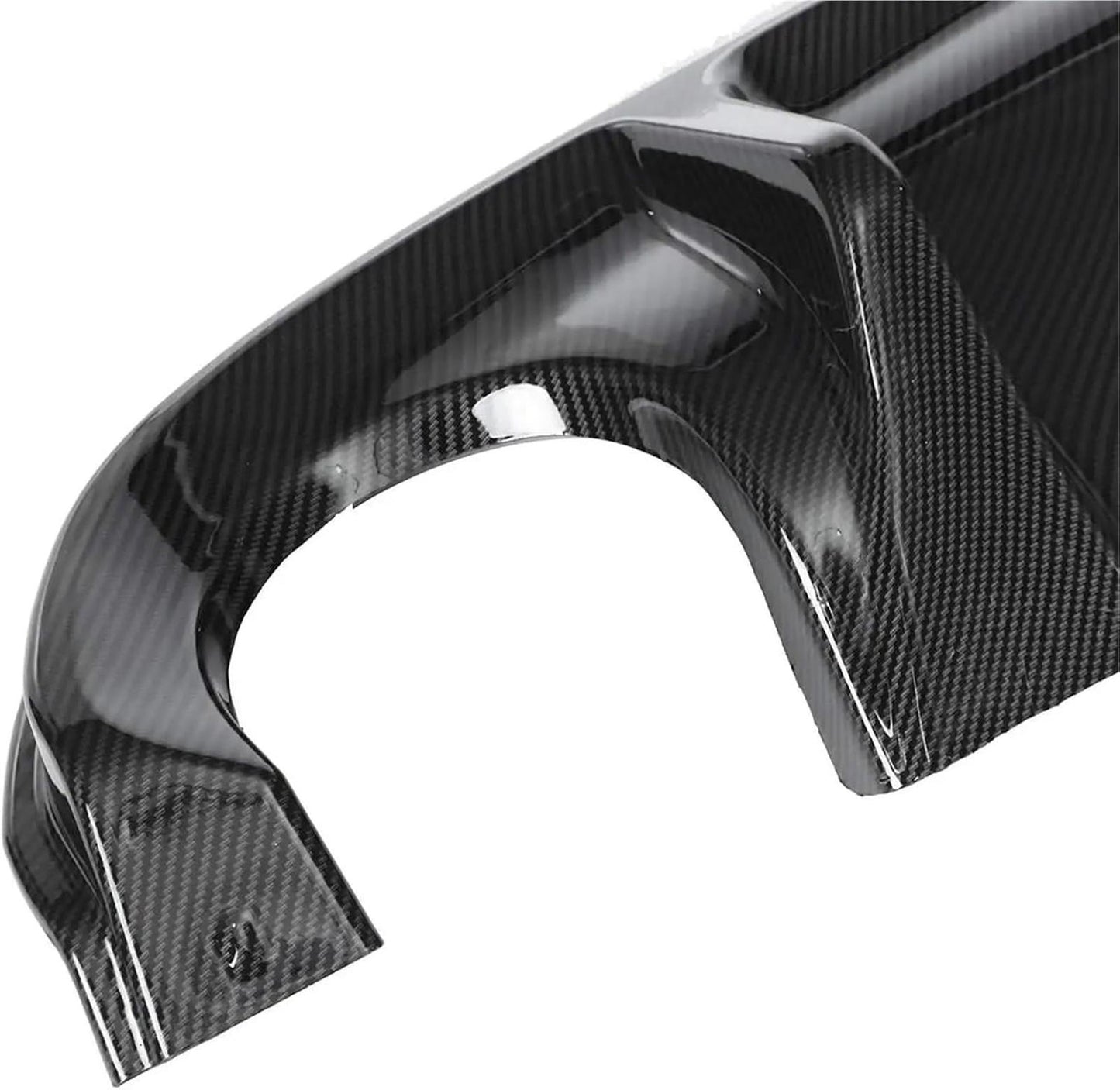 Carbon Fiber Look/Black Car Rear Bumper Diffuser Fins W/Led Brake Light Lamp