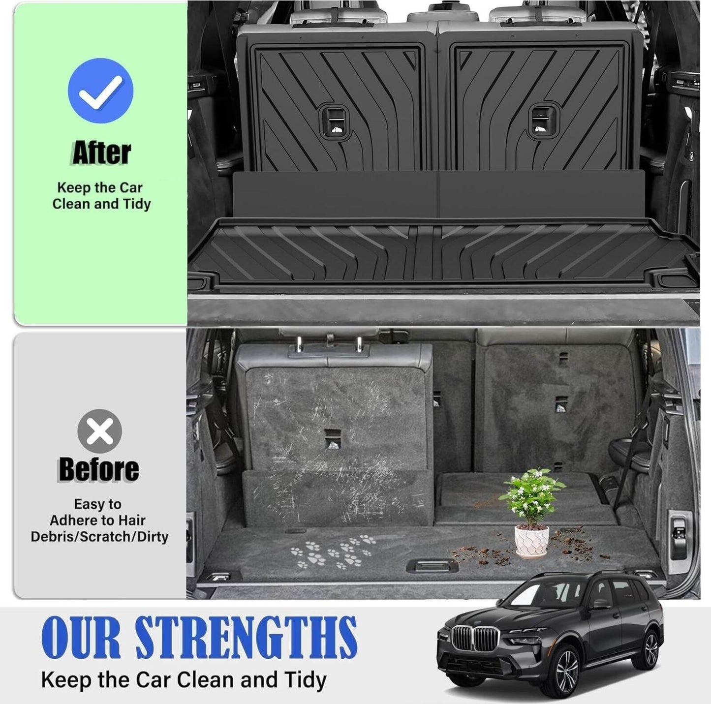 Floor Mats & Cargo Liner & Backrest Mats 7-Seat for 2019-2024 2025 BMW X7