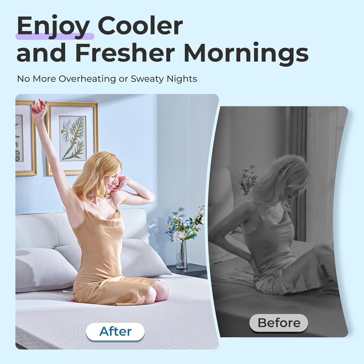 Queen Size 3" Gel Memory Foam Mattress Topper with Cooling Cover
