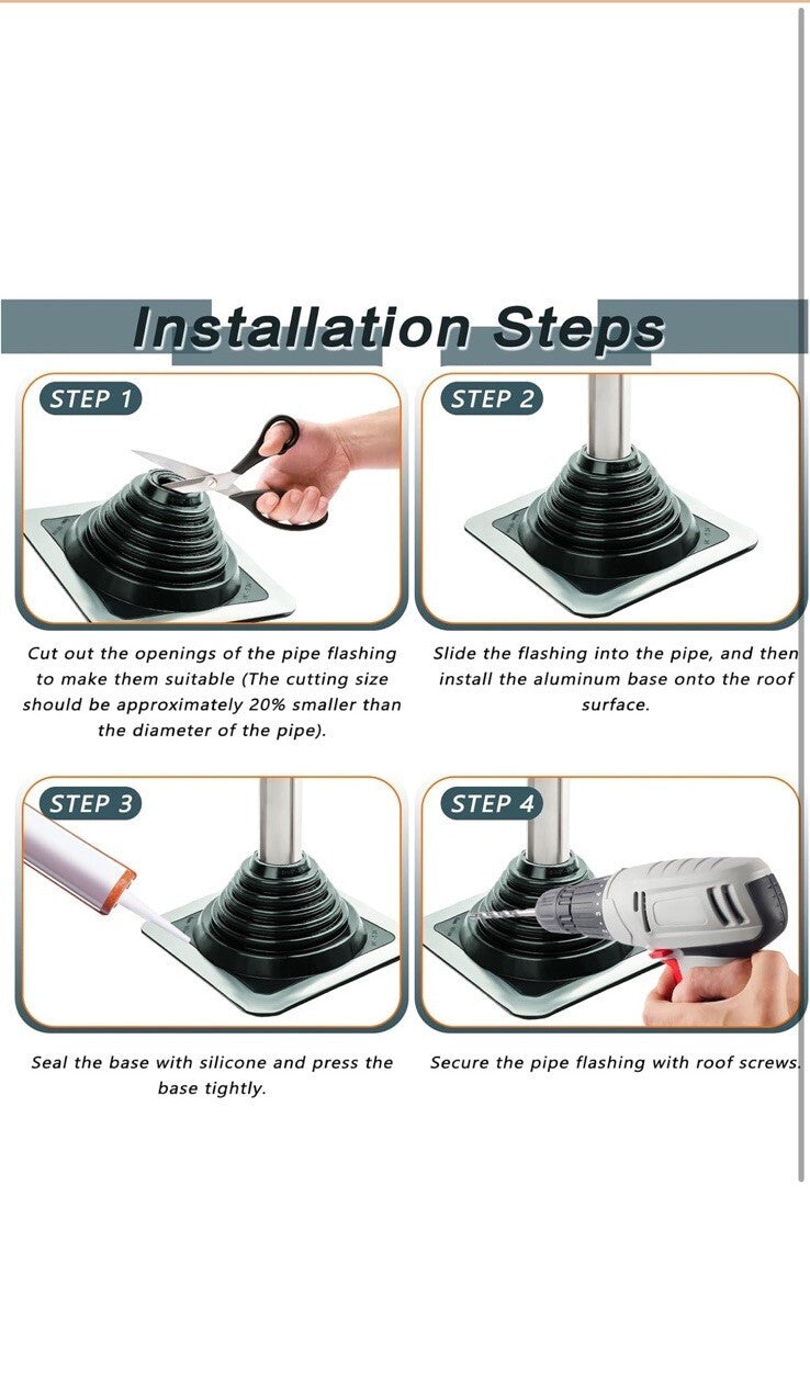 Roof Pipe Flashing Boot for Pipe OD 1/4" to 5-3/4" EPDM Metal Roofing Boots
