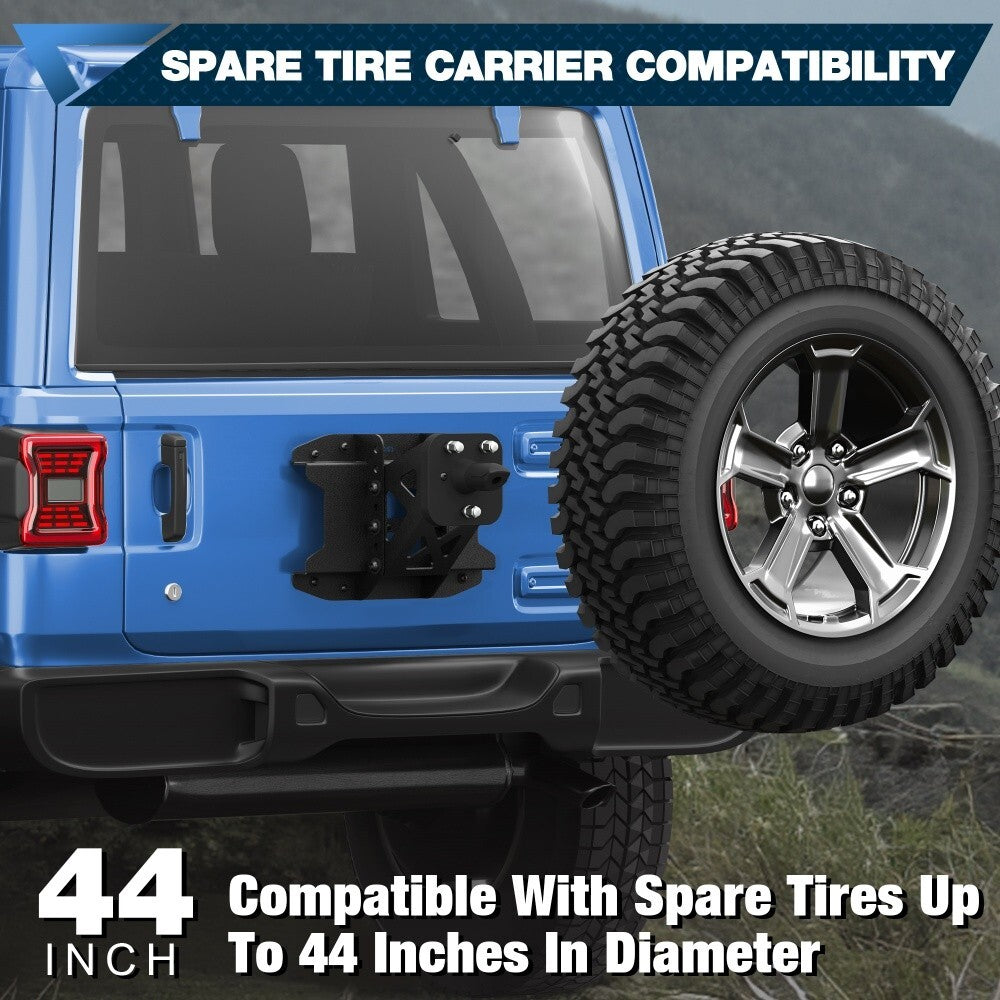 Adjustable Spare tire carrier Mount to 44in tire for 2019-2026 Jeep Wrangler JL