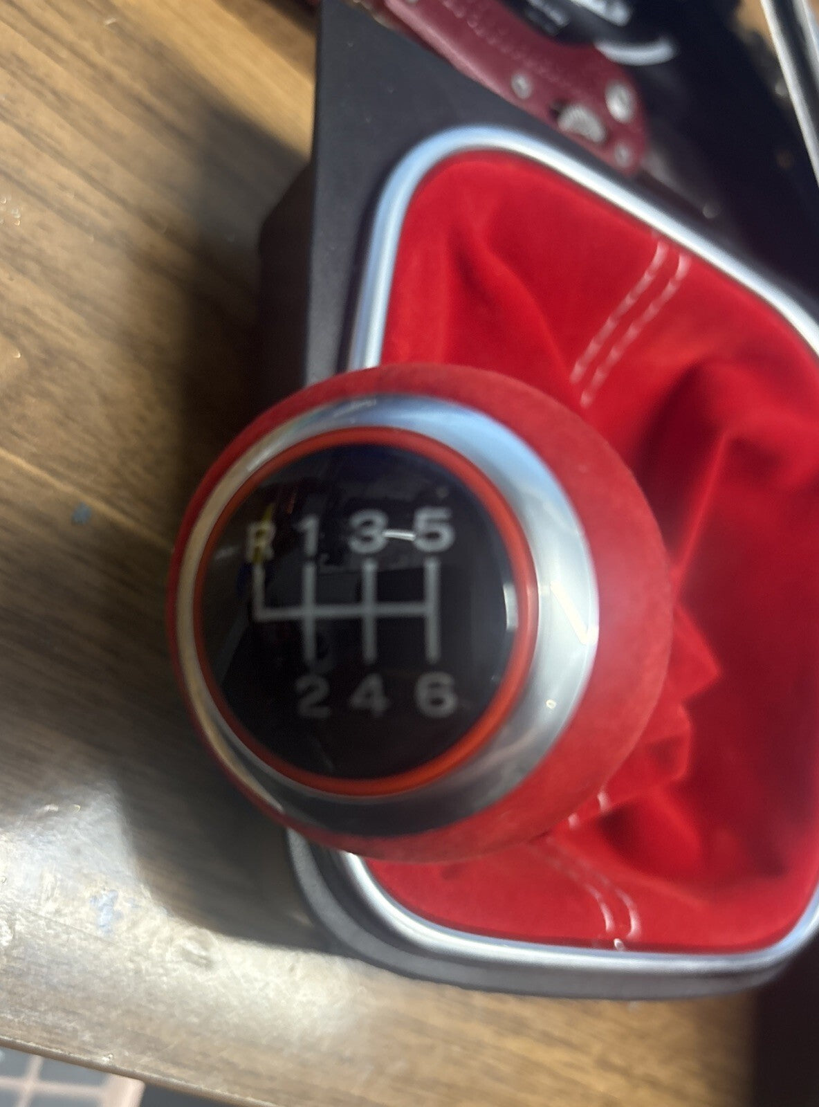 6 Speed Car Manual Gear Shift Knob Boot for Volkswagen Golf MK7 2013-2018 Red