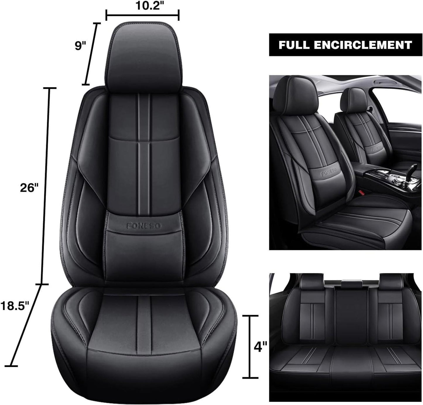 Universal Car Seat Covers 5 Seats, Nappa Leather Automotive Seat Covers Non-Slip
