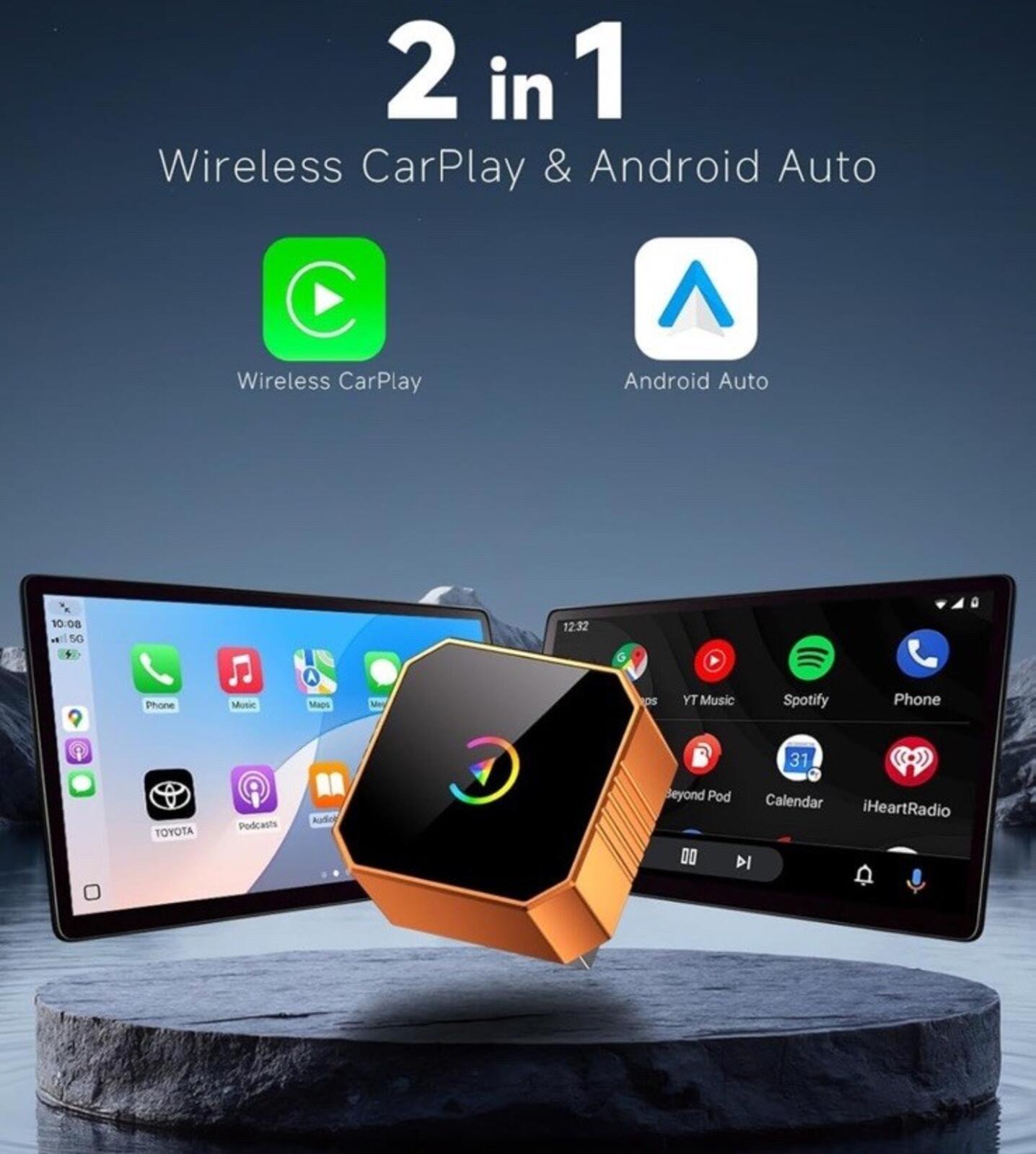 2026 Wireless CarPlay Adapter for iPhone ＆ Android Auto Mini Wired to Wireles...