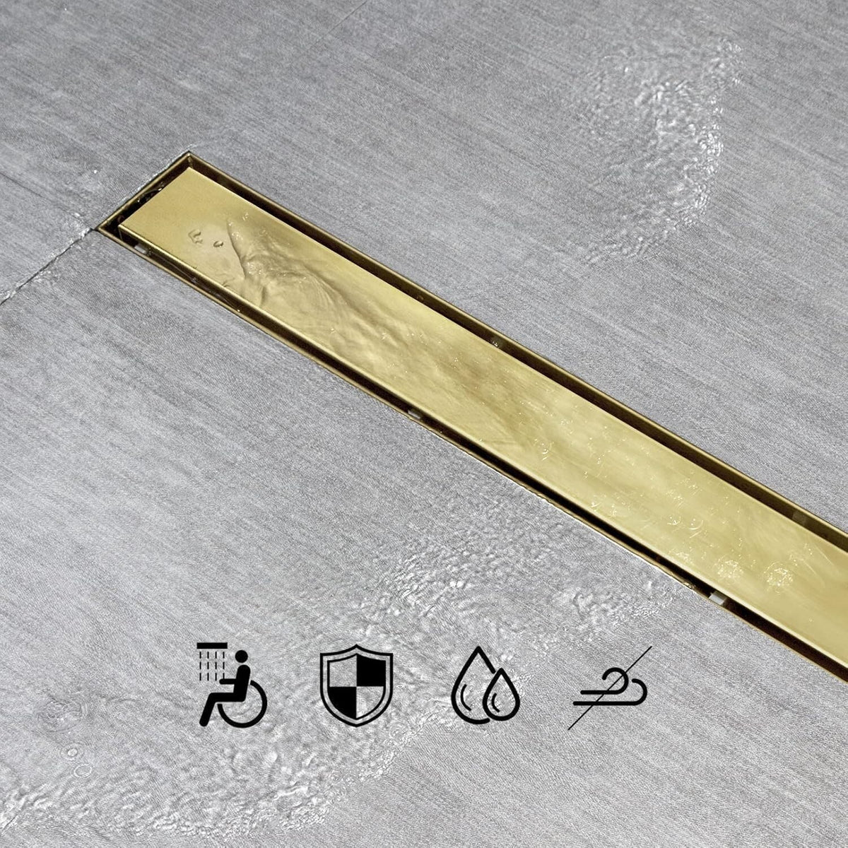 18" Linear Shower Drain Gold 2in1 Tile Insert AISI 304 Stainless Steel