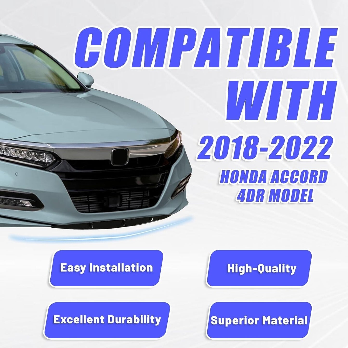 Front Bumper Lip Splitter Compatible with 2018-2022 Honda Accord 4Dr Sedan Air D