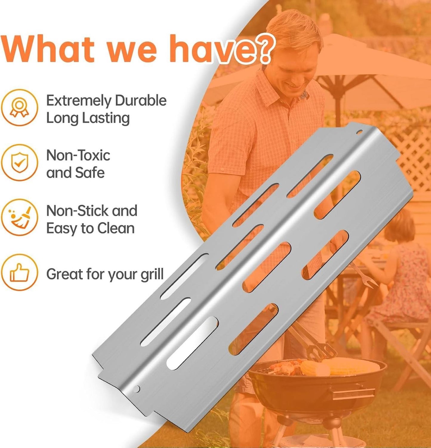 Stainless Steel Grill Flavorizer Bar Heat Plates with 2 Pack Grates BBQ Gas Gril