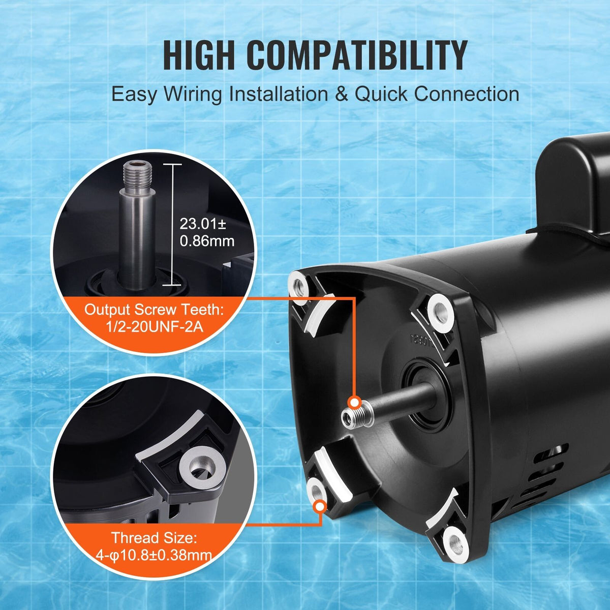 56Y Frame 2HP Pool Motor, 230V 3450 RPM Replacement 115/230V
