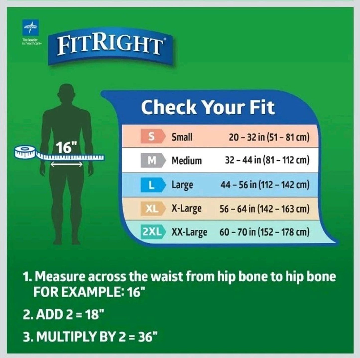 Case Of 60 FitRight Super Protective Underwear, Size L, for Waist Size 40"-56",