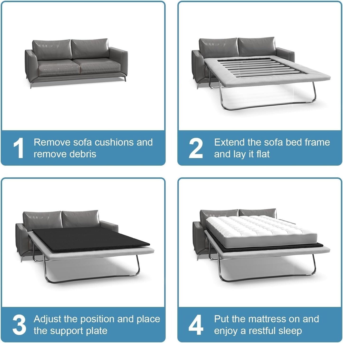 Sleeper Sofa Support Board 56”x70” Sofa Bed Board Pull Out Couch Folds W/ Frame