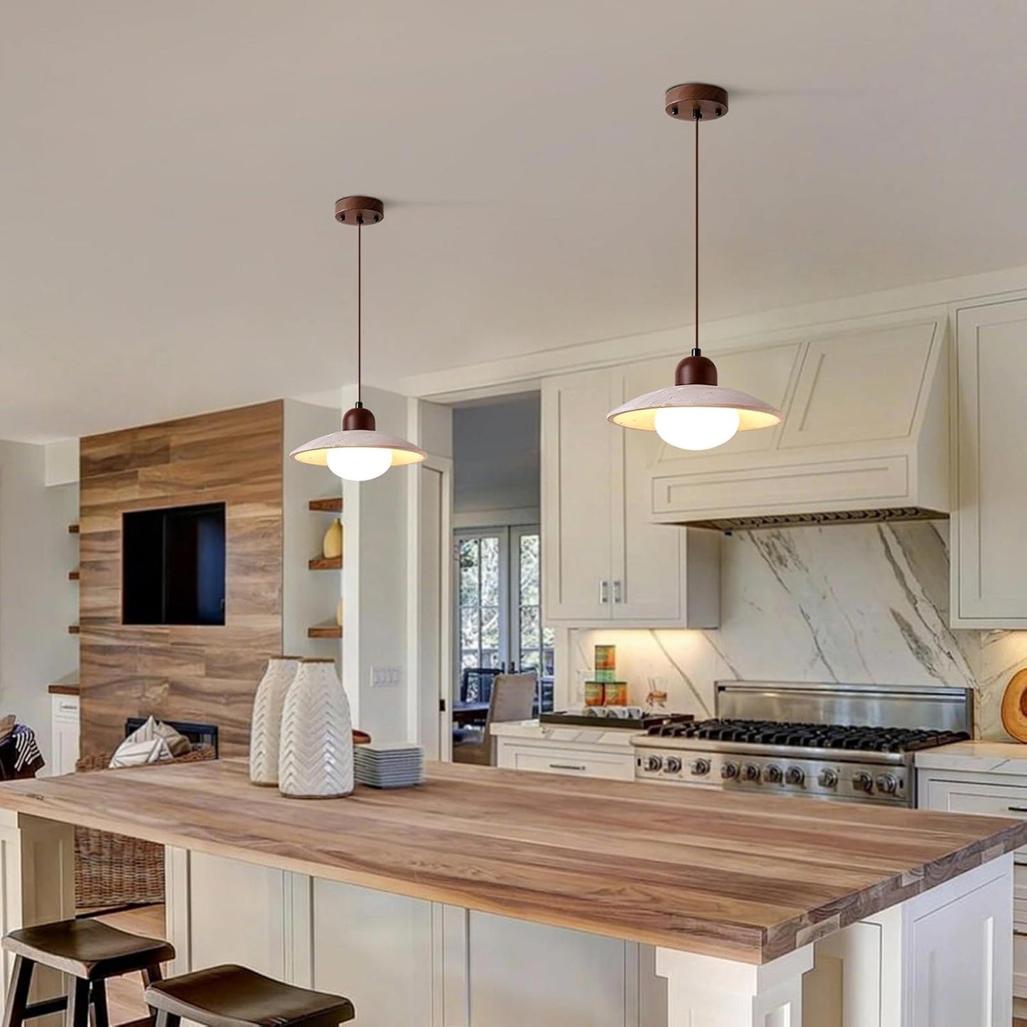 Natural Stone Dome Pendant Light for Farmhouse & Nordic Style Decor