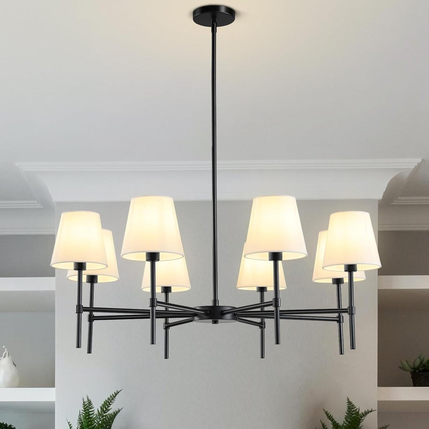 Dining Room Chandeliers Light - Modern Black Chandelier, 8-Light Metal Farmhouse