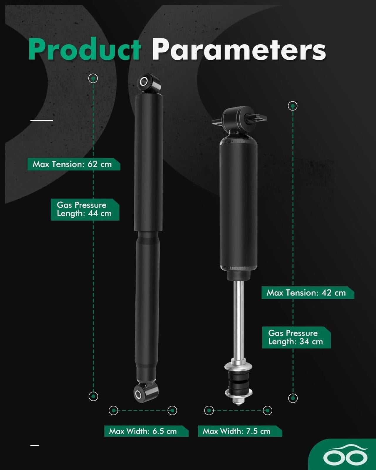 Gas Strut Shock Absorber Front and Rear fit 1997-2004 for Dodge Dakota (2WD)