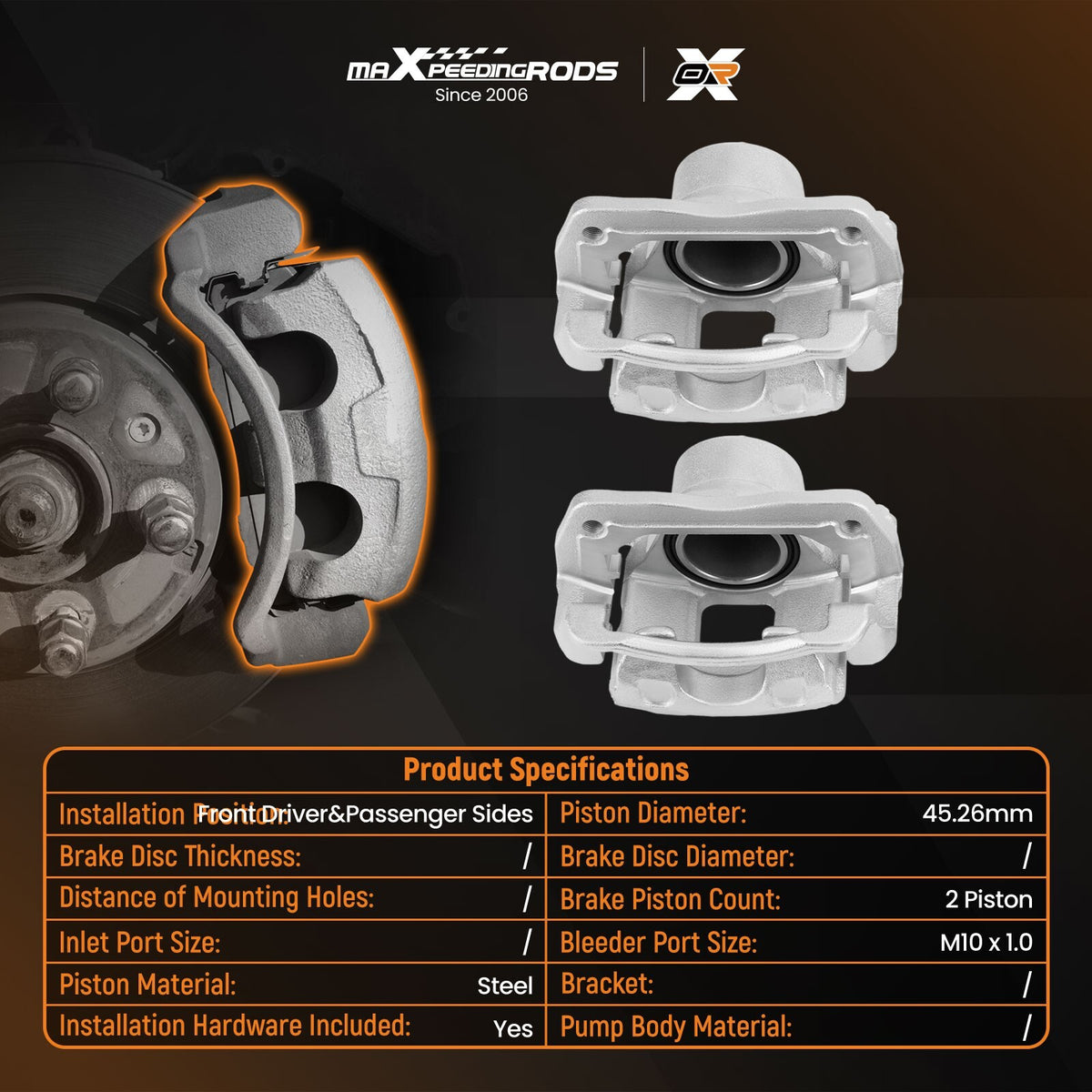 Front Left/Right Disc Brake Calipers for Kia Sorento 2011-2013 19B6463/19B6462
