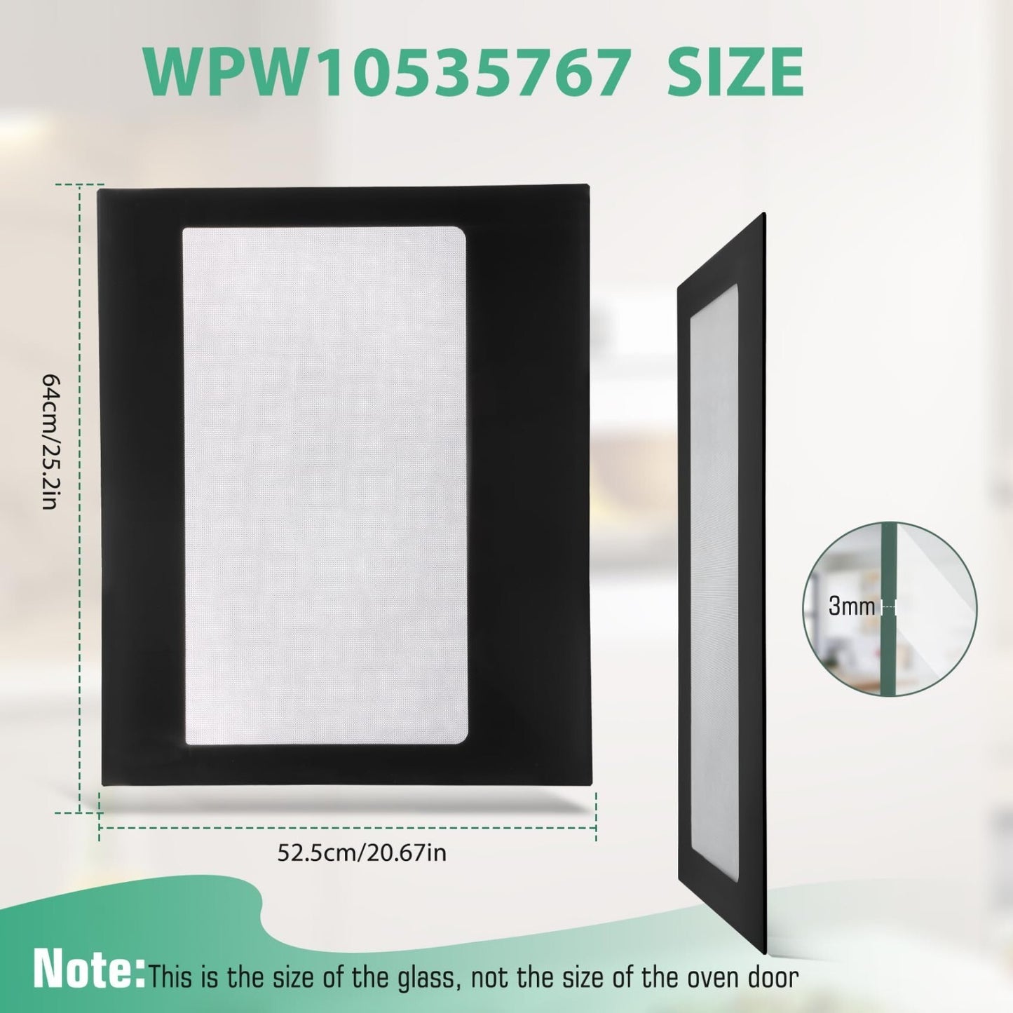 Oven Inner Door Glass W10535767/WPW10535767 For Whirlpool Amana