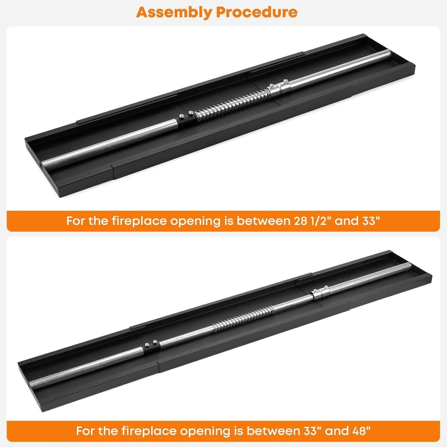 Stanbroil Smoke Guard for 28.5 to 48-Inch by 8-Inch Fireplaces Black Powder