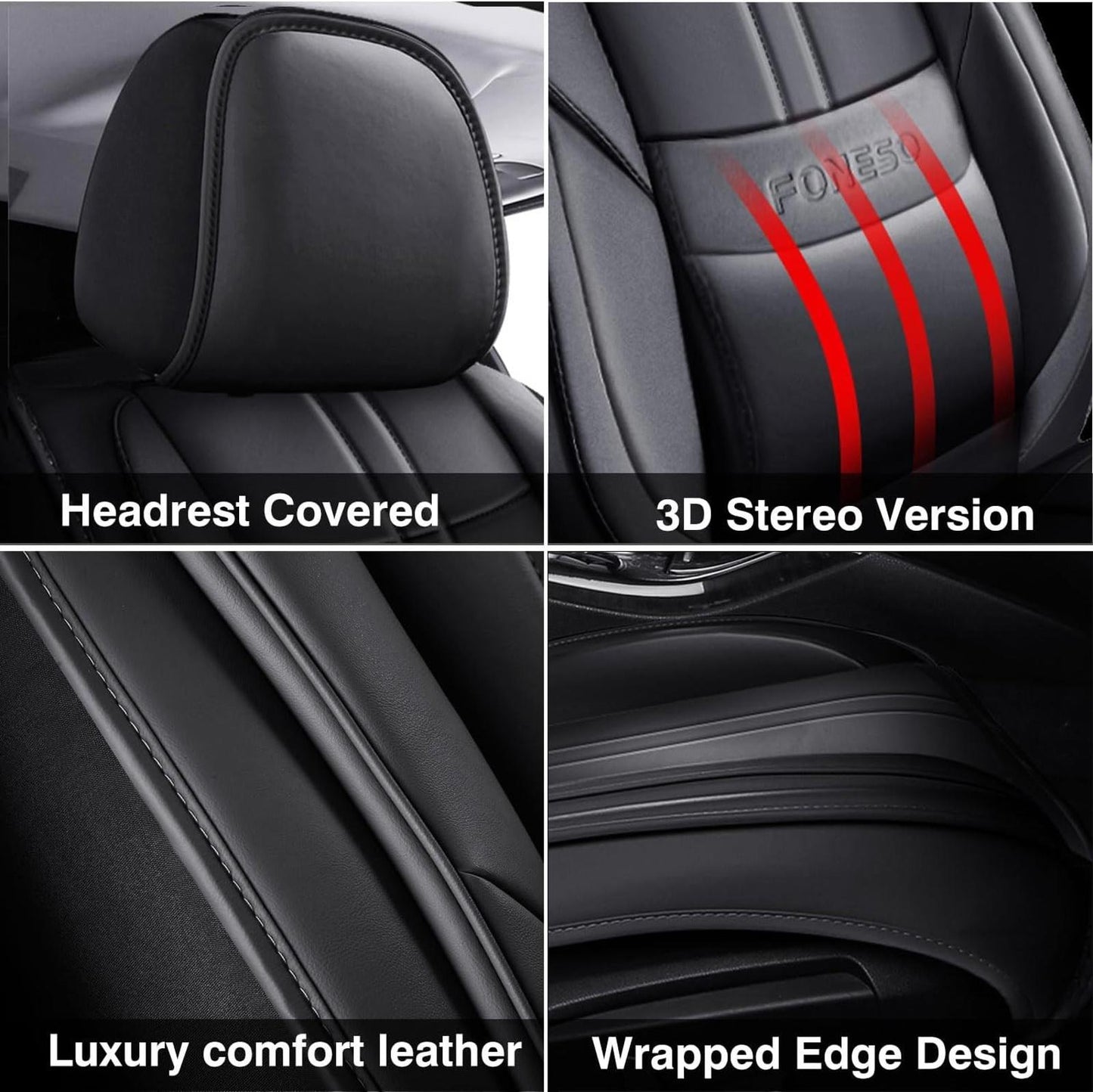 Universal Car Seat Covers 5 Seats, Nappa Leather Automotive Seat Covers Non-Slip