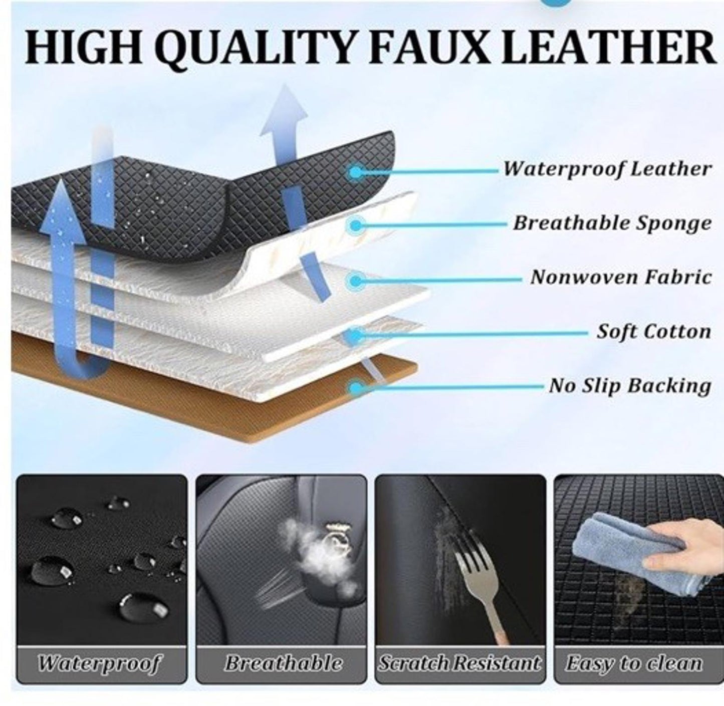 2 PCS Universal Truck or SUV Front Seat Fuax Leather Front Seats Thick Quality