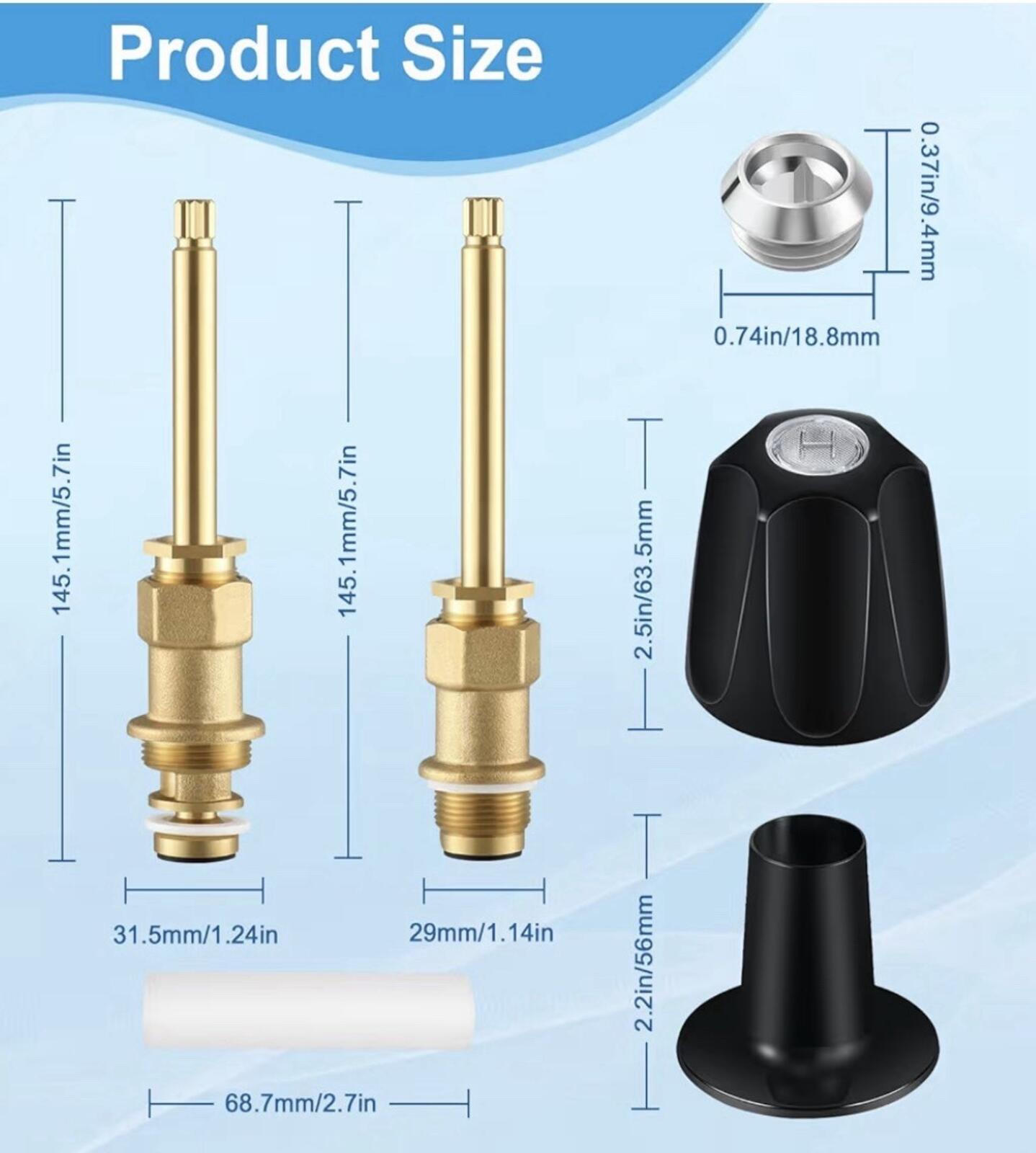 39619 Bathtub Matte Black Shower Knob 3 Piece Replacement Kit and Shower Stem fo