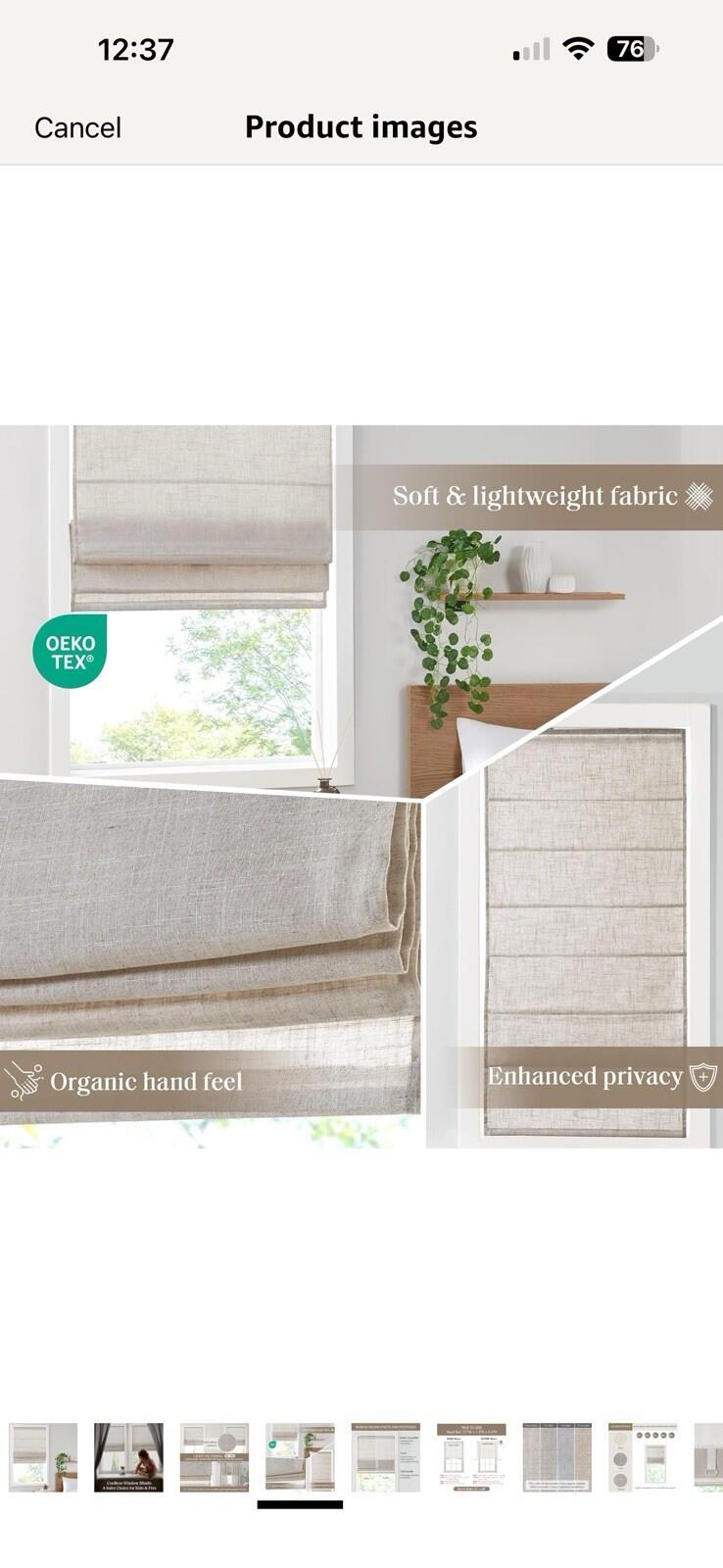 31x64 Madison Park Kyler Cordless Roman Shades Lightweight Linen Blind