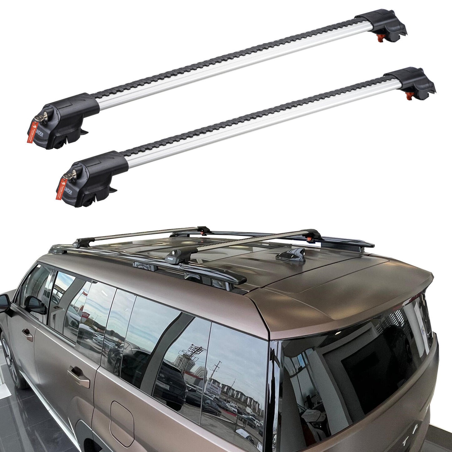Roof Racks Cross Bars for Hyundai Santa Fe 2024-26 Aluminum Black-Gray lockable