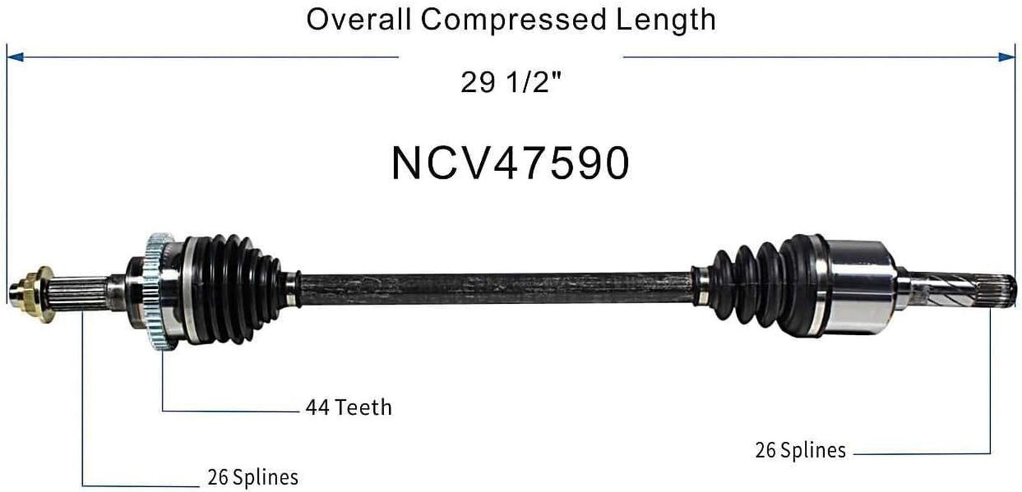 GSP NCV47590 CV Axle Shaft Assembly - Left or Right Rear (Driver/Passenger Side)