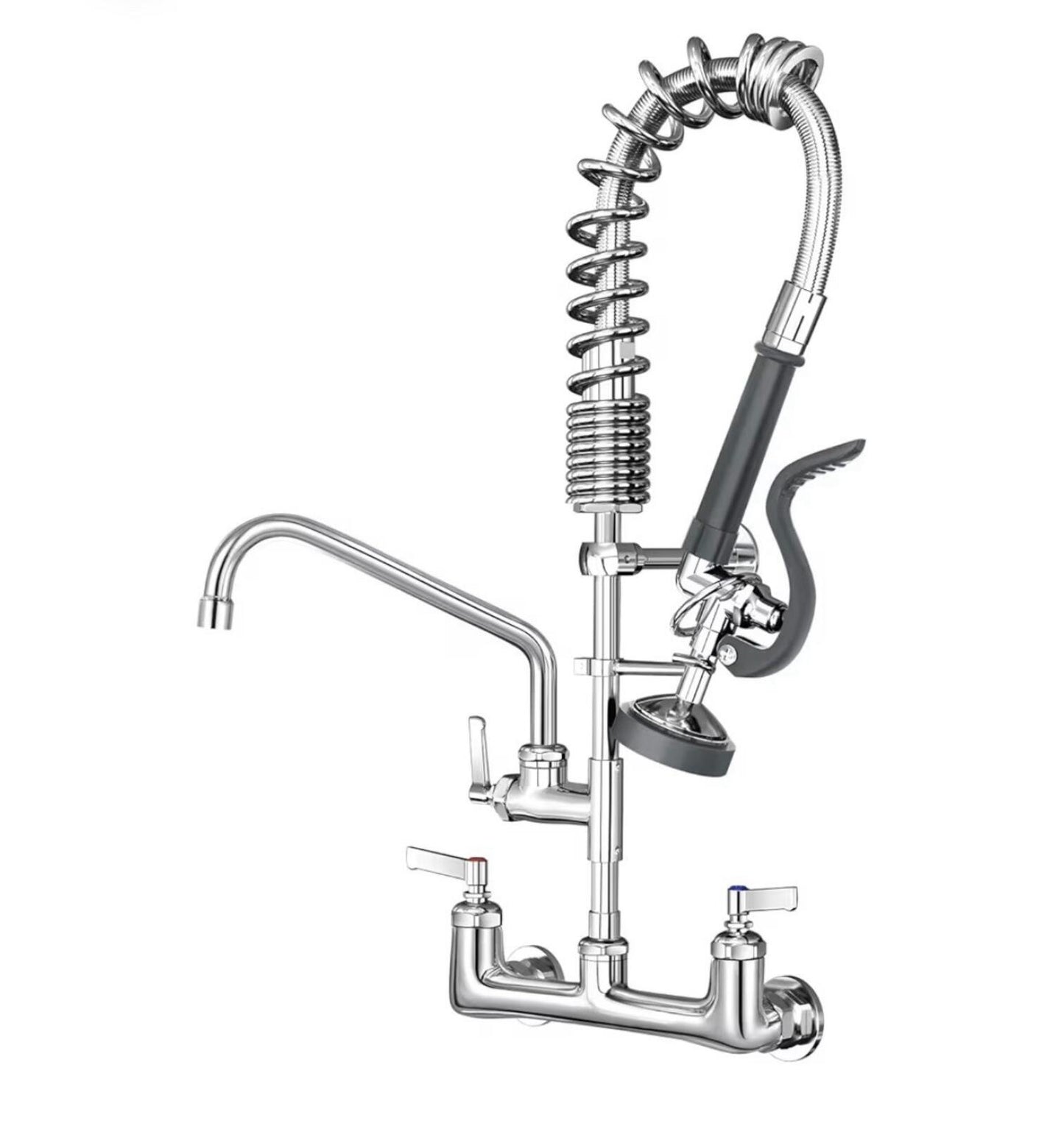 Commercial Faucet with Sprayer 8 Inch Center Wall Mount Commercial Sink Faucet,