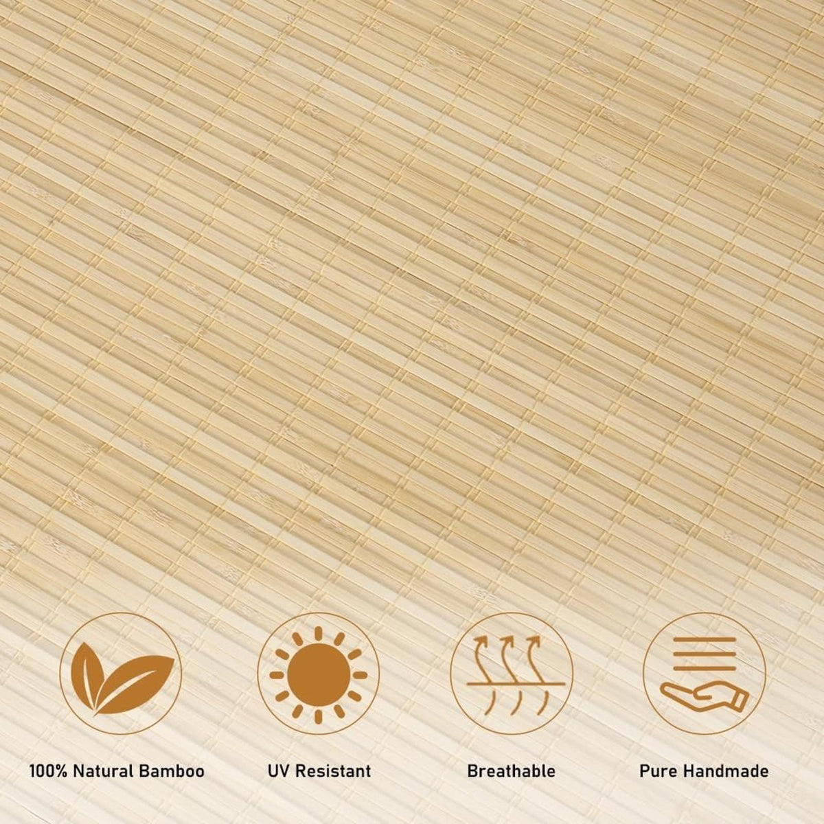 Cordless Bamboo Roman Shades, Blackout Natural Bamboo Blinds for Indoor Windows