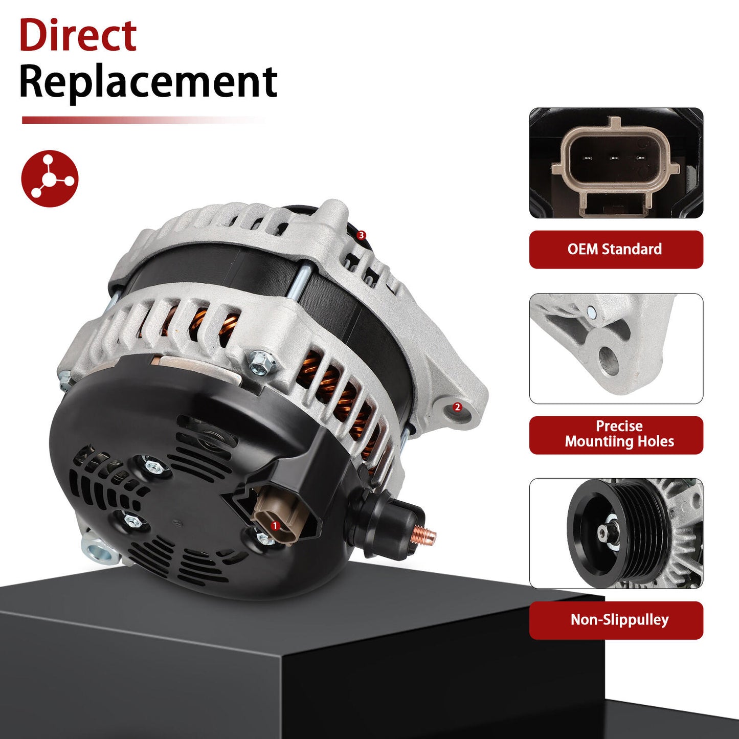 For 2011-2014 Ford F150 Pickups 5.0L Alternator 220Amp 1042106270 1042106660