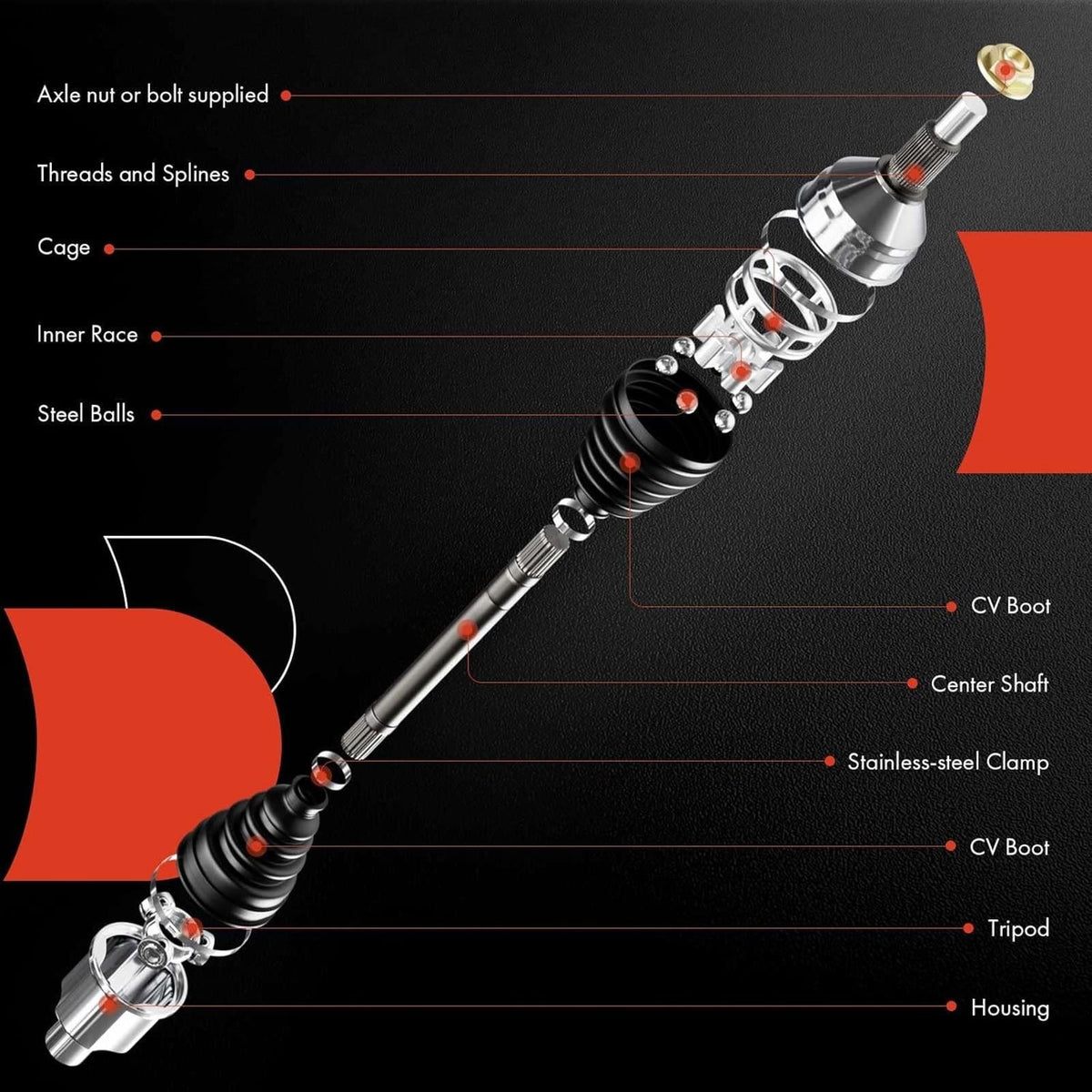Lia Too 2001-05 CV Axle Shaft Assembly Replace# 0K30D25600A, 1K30F2560X Driver