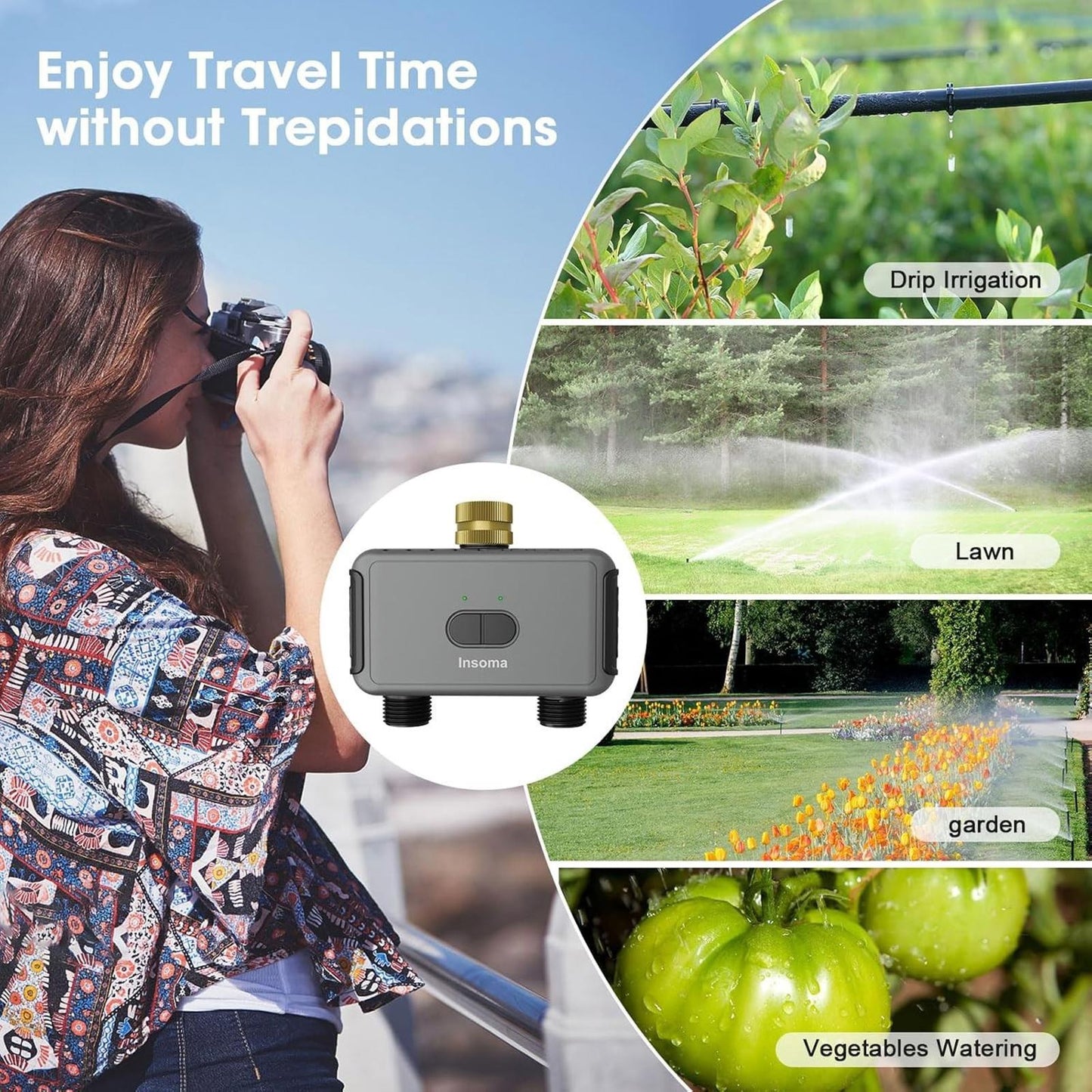 Irrigation System Controller,Smart Water Timer with 2 Outlet,for Lawns