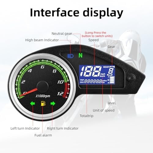 Motorcycle Speedometer Gauge Digital Speedometer for Motorcycle LCD Gauge