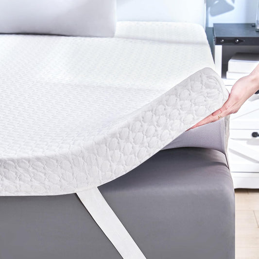 Queen Size 3" Gel Memory Foam Mattress Topper with Cooling Cover