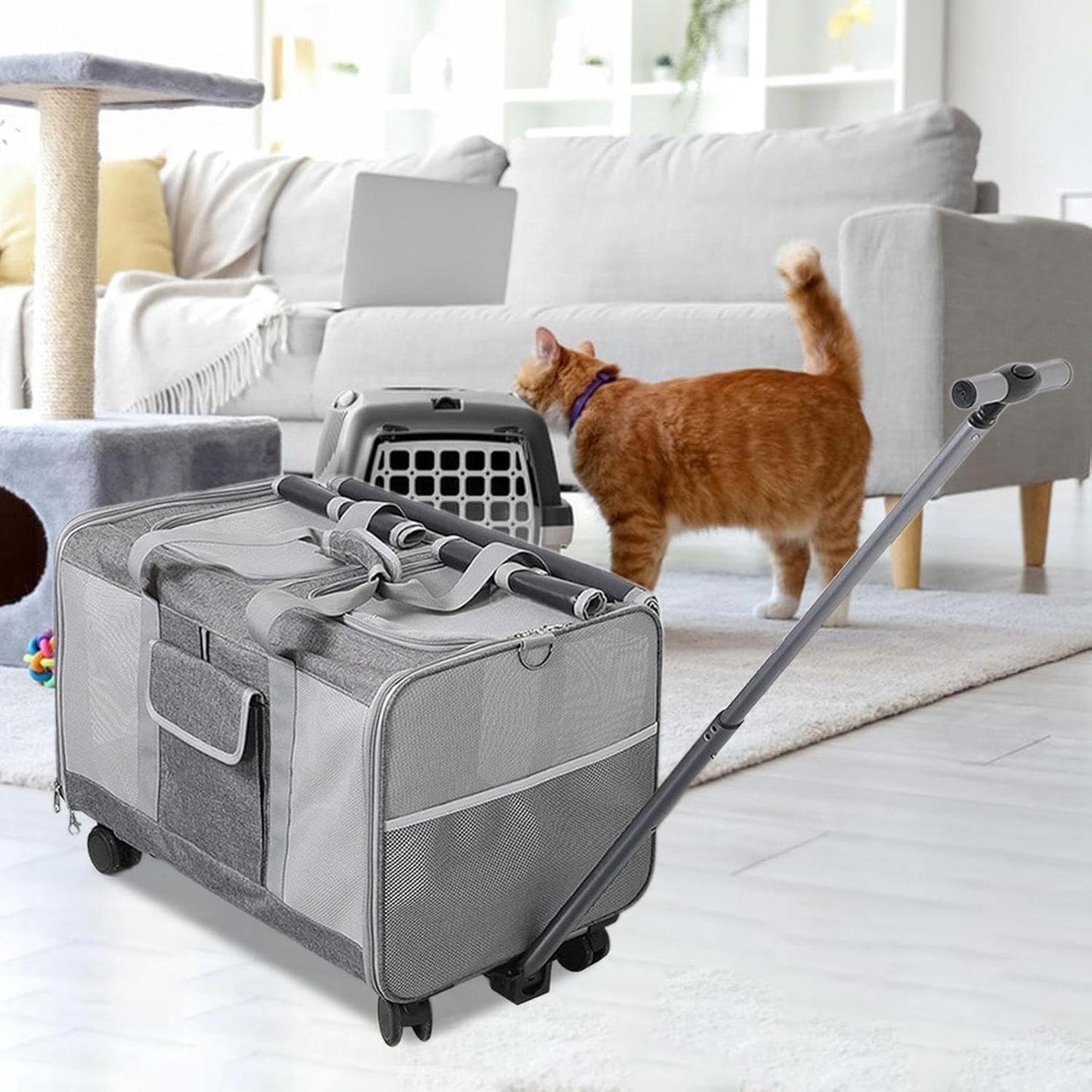 Pet Carrier with Wheels Pet Travel Carrier on Wheels,Breathable,Pet Travel Bag