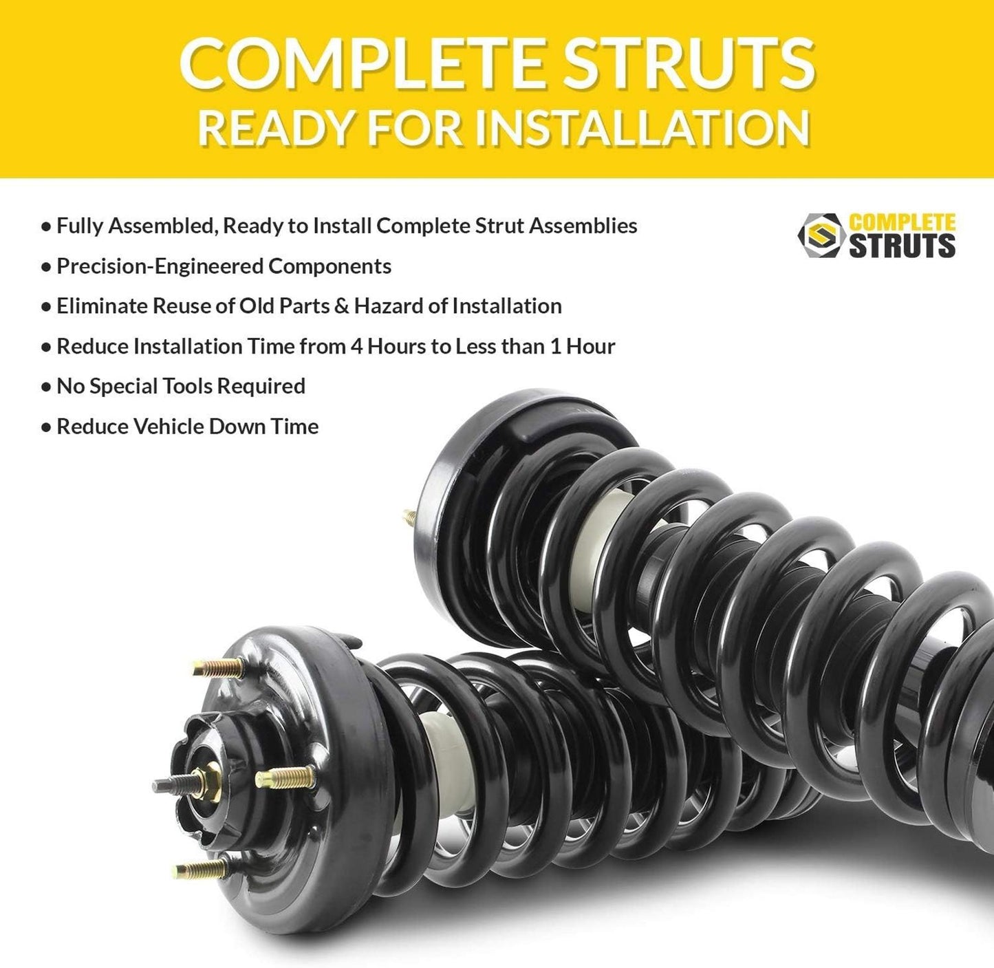 Front Complete Strut Assemblies with Coil Springs and Rear Shock Absorbers