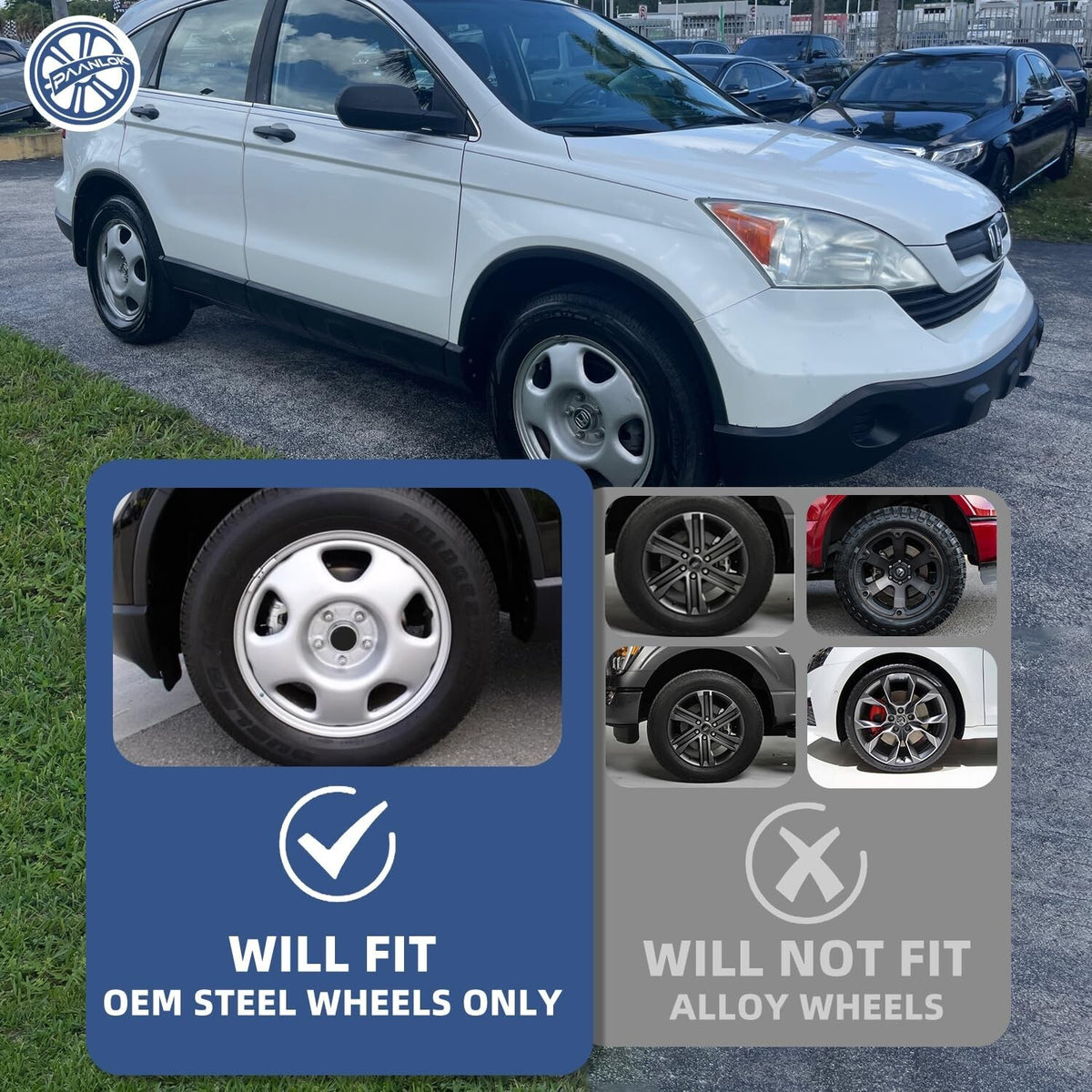 17 Inch Wheel Skins for 2007-2011 Honda CR-V LX, Fits OEM Steel Wheel #42700-...