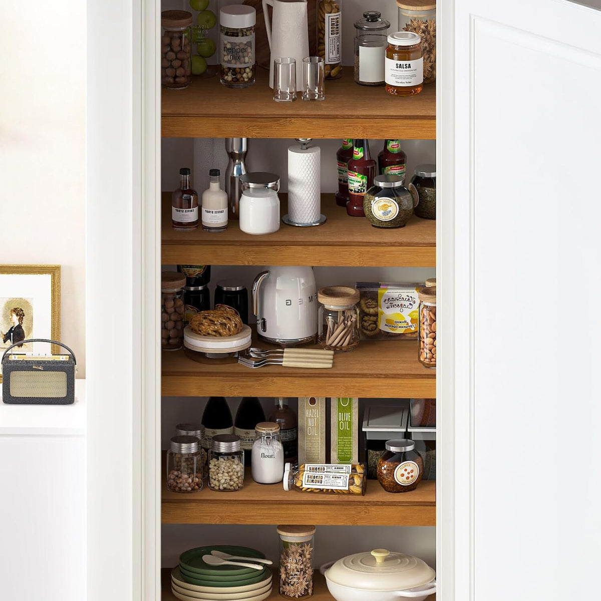4pcs, 24" W x 16" D Wire Shelf Covers Bamboo Wire Rack Covers for Pantry, Closet
