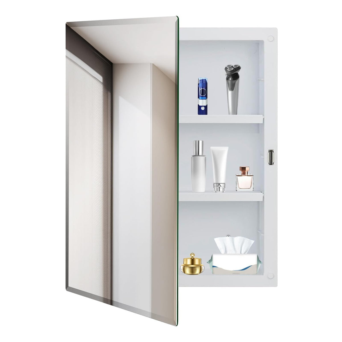 Bathroom Medicine Cabinet with Beveled Mirror, Medicine Cabinet with Storage ...