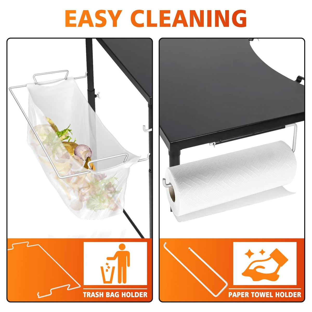 Grill Side Table for Weber Kettle 22/26, for Weber Smokey Mountain 22 Grill, ...