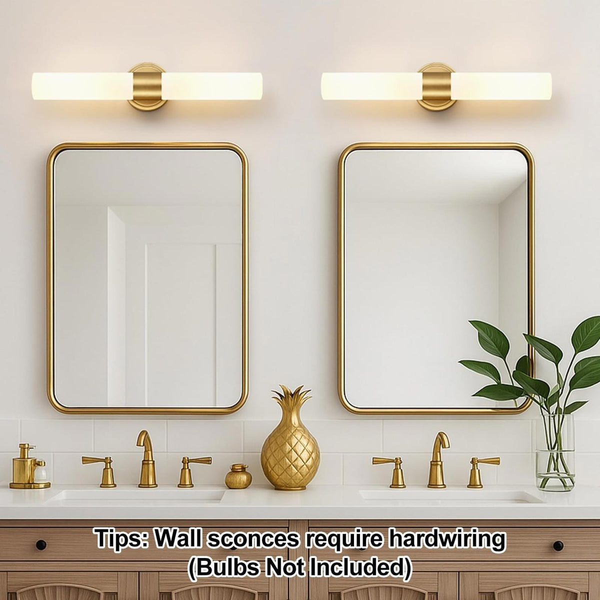 Wall Sconces Set of Two, Modern Bathroom Sconces Wall Lighting with Milky White