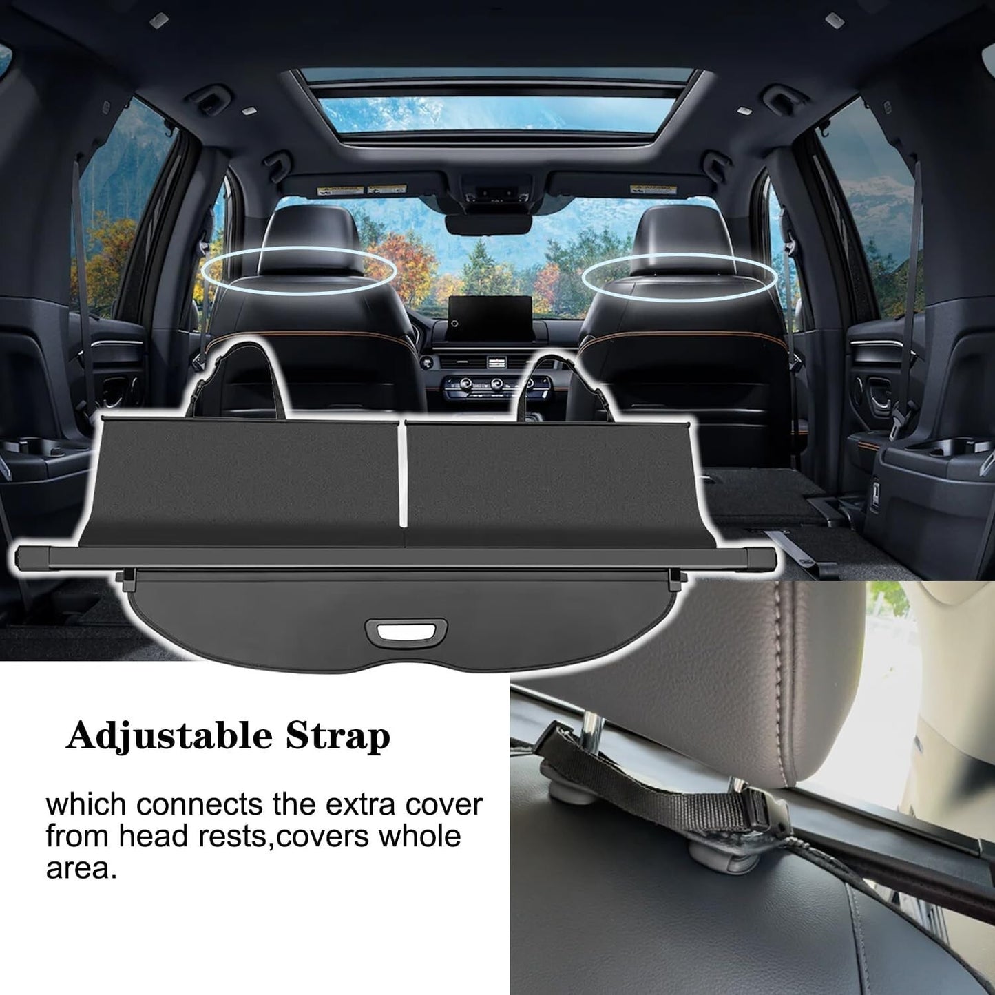 VESUL Retractable Cargo Cover Compatible with Honda Pilot 2023 2024 2025