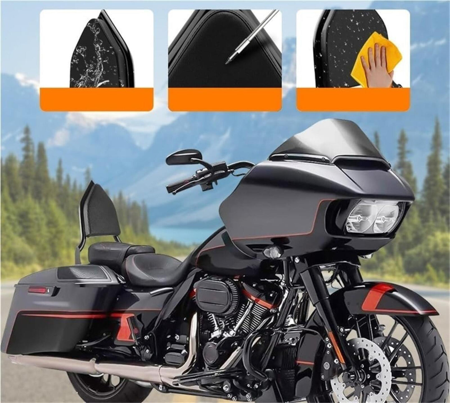 Road King 2009-25 14" Motorcycle Black Detachable Rear Passenger Seat Backrest