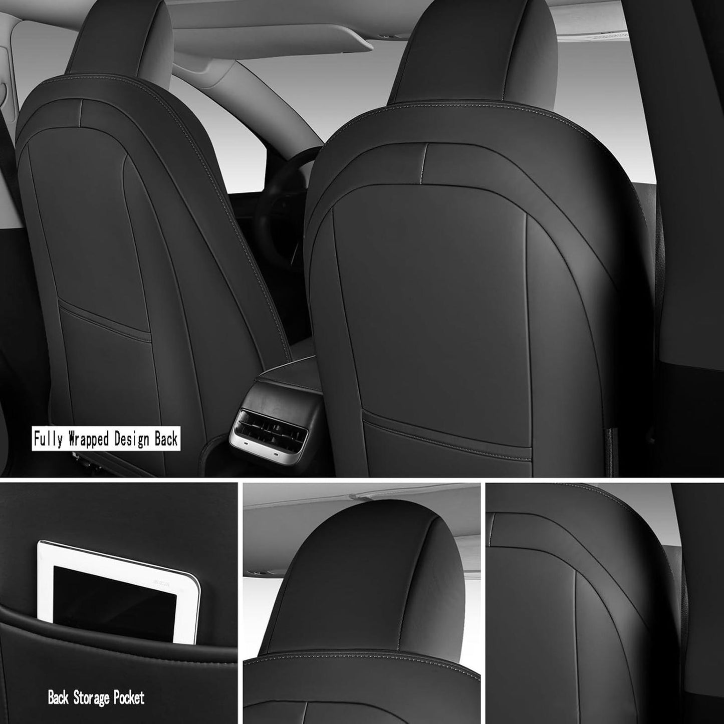 Tesla Model Y Seat Cover Full Set, Faux Leather Tesla Car Seat Cover