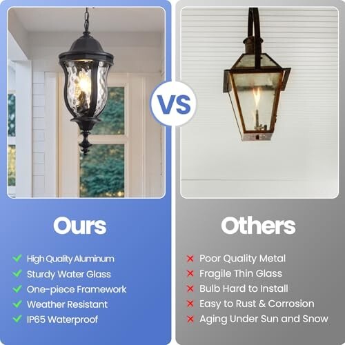 Large Outdoor Pendant Light Fixture 23.6'' Exterior Hanging 23.6 Inch Black