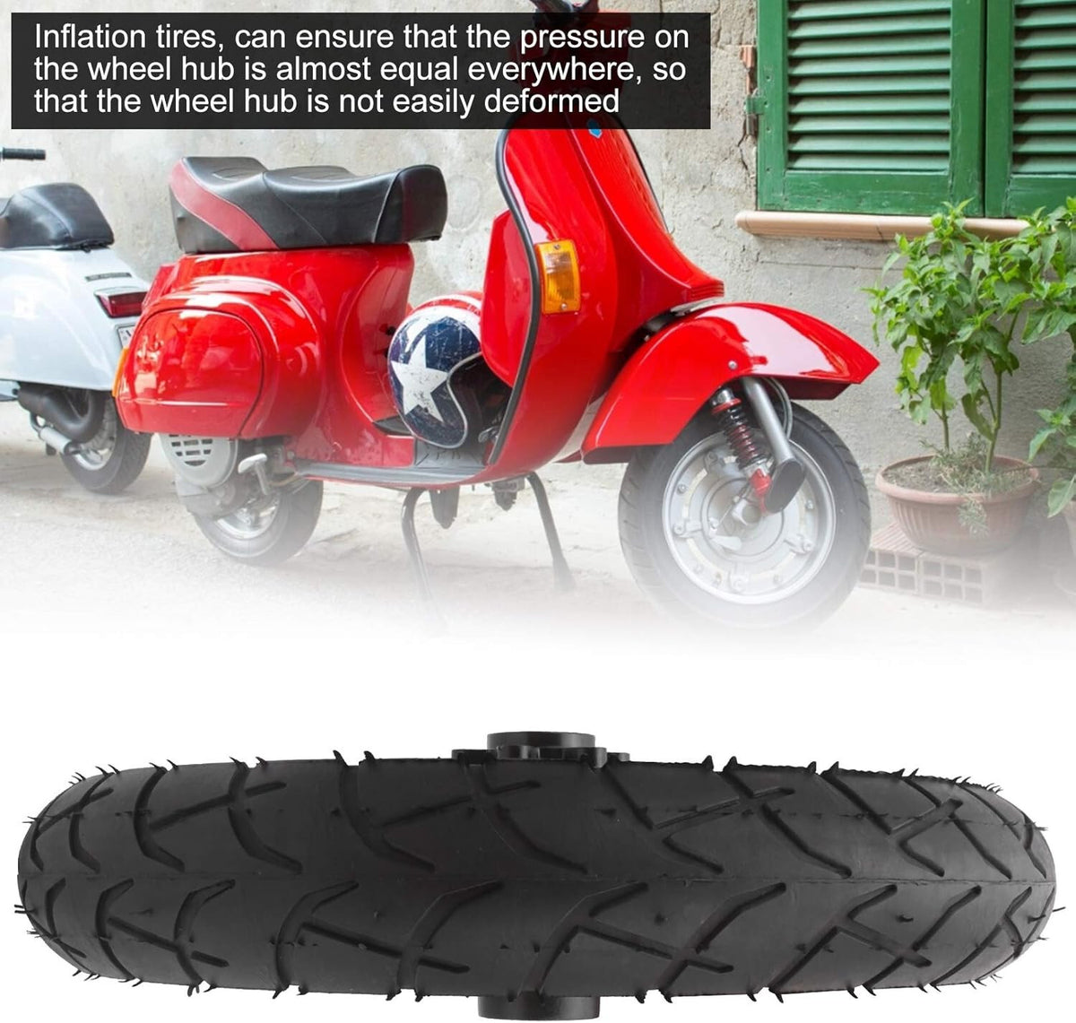 12In Electric Scooter Wheel, Scooter Tire with Wheel Hub Rubber Tyre Replacement