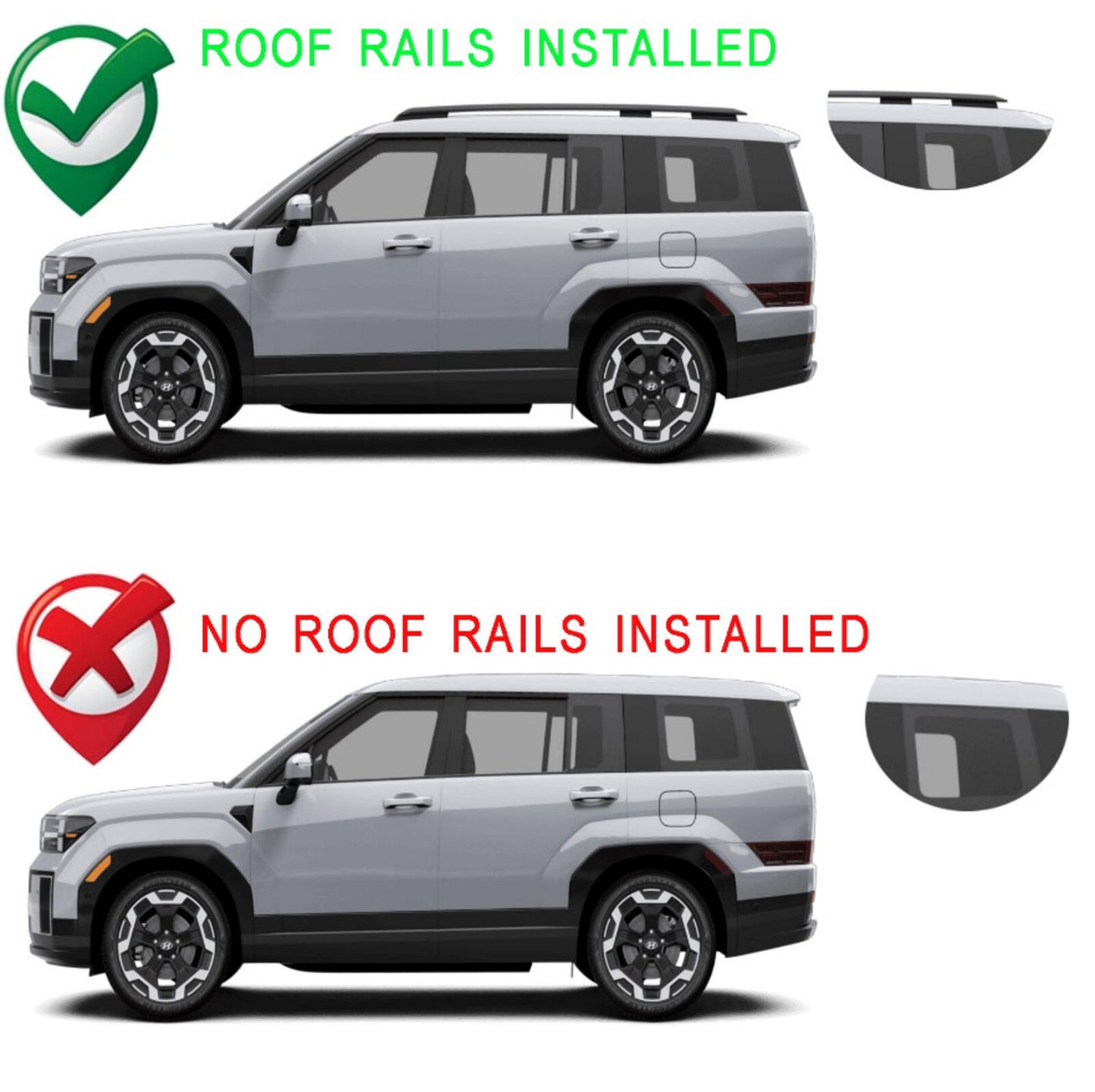 Roof Racks Cross Bars for Hyundai Santa Fe 2024-26 Aluminum Black-Gray lockable