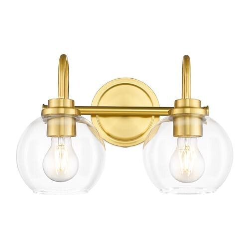 Bathroom Light Fixtures, 2-Light Brushed Gold Vanity Lights with Gold, 2-Light