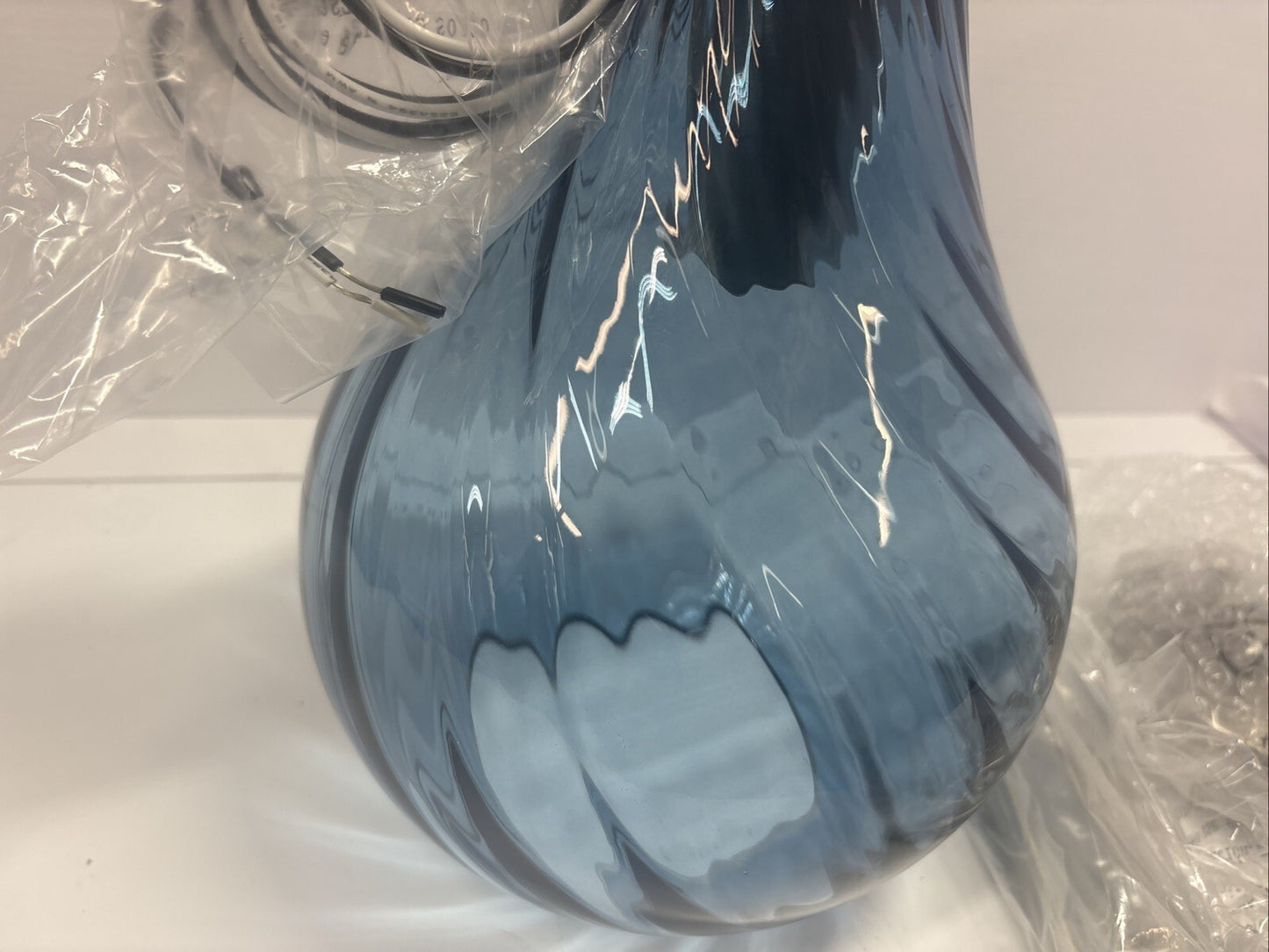 Blue Glass Pendant Light Brushed Nickel 8-inch Pendant Lighting for Kitchen