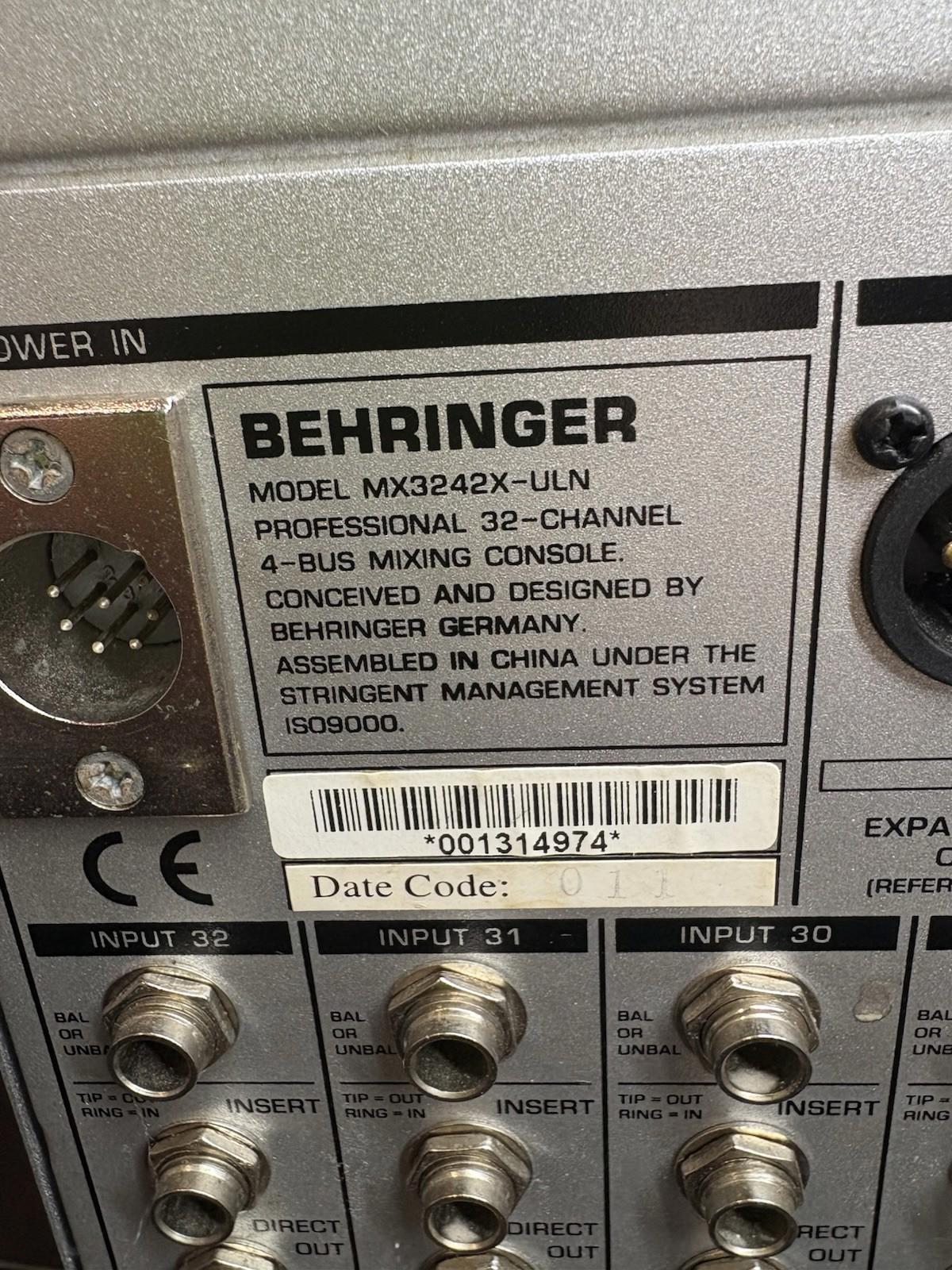 Behringer Eurorack MX 3242X Working Mixing Console Power Supply Crossover