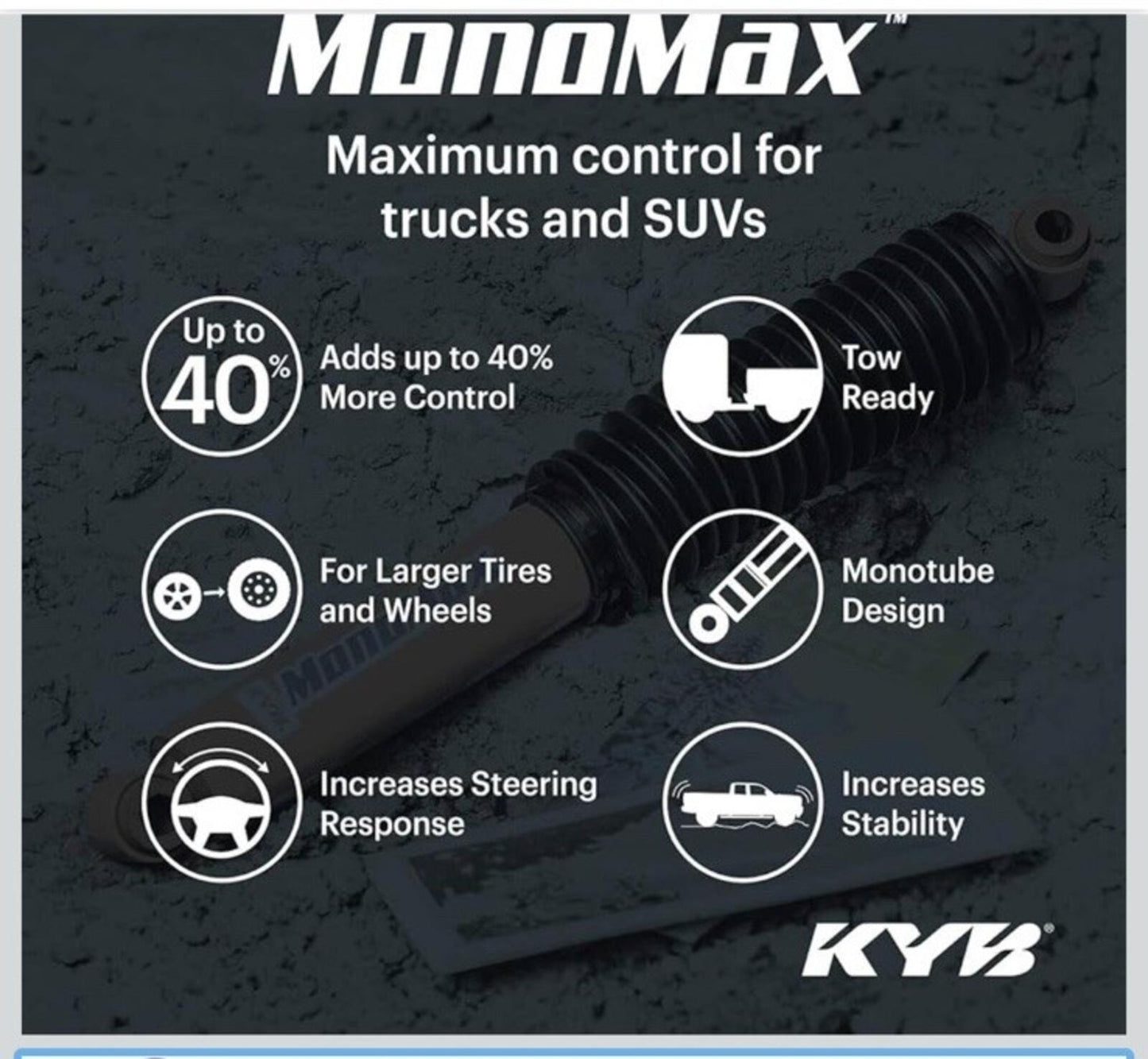MonoMax Gas Shock 565012 Red Heavy Duty Monotube Center Position for Ford Truck
